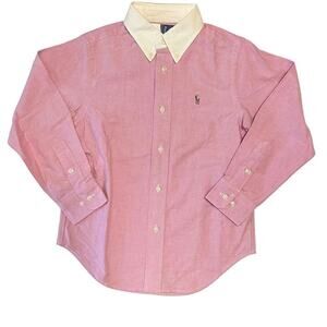 Ralph Lauren Polo Collard Button Down Shirt 5 Boys Pink Long Sleeve‎ NWT